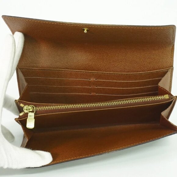 Louis Vuitton Portefeuille Sarah M61734 Monogram Canvas Long Wallet Brown - Picture 3 of 10